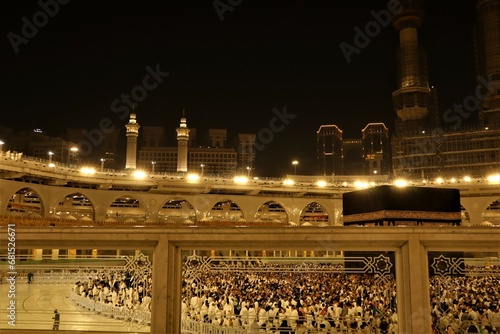 City of Mecca in the Kingdom of Saudi Arabia. October 23, 2023: Muslims circumambulate the Holy Kaaba. Muslims perform their worship, Umrah, Hajj
