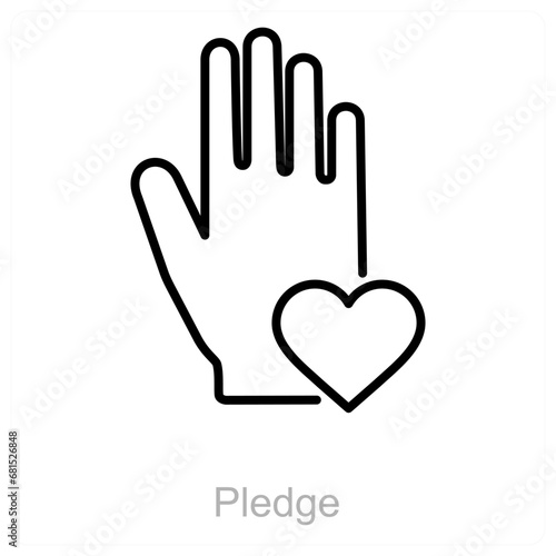 Pledge and heart icon concept