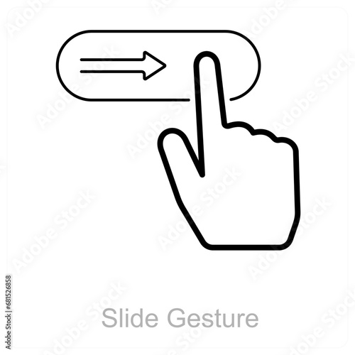 Slide Gesture and hand icon concept