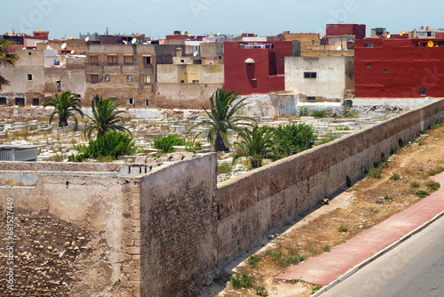 View of the ancient old Jewish cemetery Juif in the moroccan city El Jadida (Mazagan). Morocco, Africa.