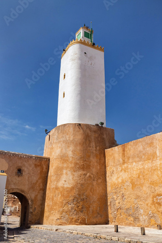 View of the historic Grande Mosque de Mazagan of El Jadida. This town is a major port city on the Atlantic coast of Morocco. Africa.