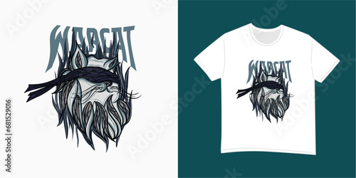 T-Shirt Design Abstract Cat with Text Warcat
