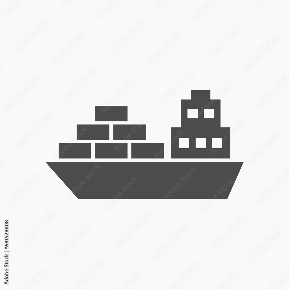 cargo ship icon vector. Boat, sea transportation, container delivery symbol cargo ship icon vector. Boat, sea transportation, container delivery symbol