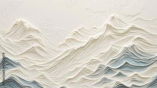 abstract mountain painting with only the color white photo
