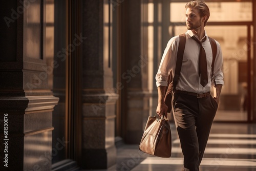 businessman with suitcase on the street