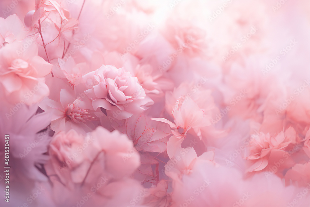 Beautiful background material of pink flowers, Generative AI