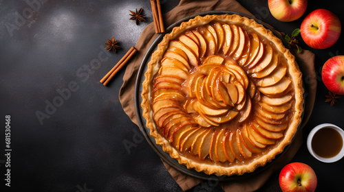 Fresh baked glazed homemade apple tart pie photo
