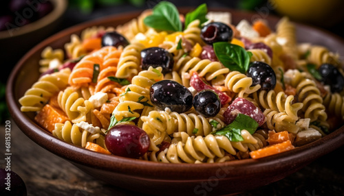 Healthy pasta meal with fresh tomato and vegetable variation generated by AI