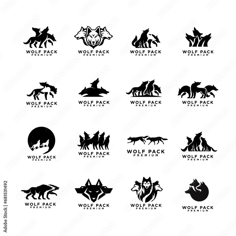 Fototapeta wolf pack logo icon design illustration