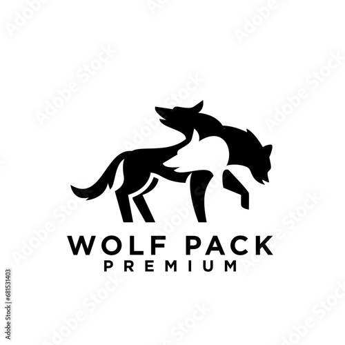 wolf pack logo icon design illustration