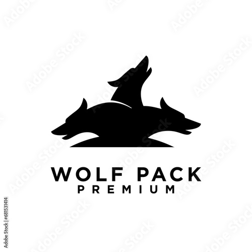 wolf pack logo icon design illustration