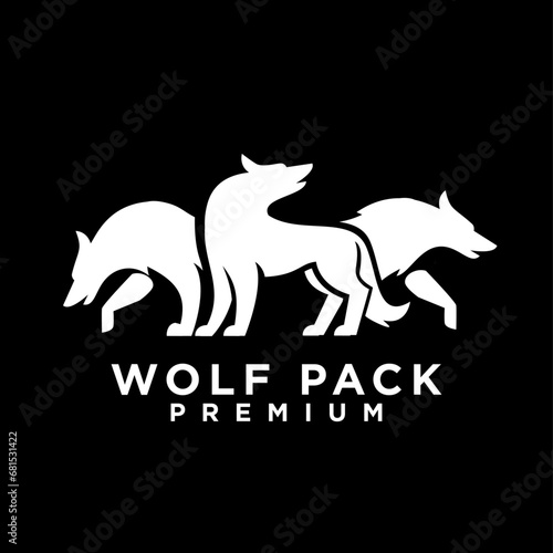 wolf pack logo icon design illustration