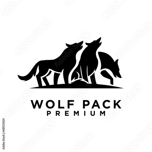 wolf pack logo icon design illustration