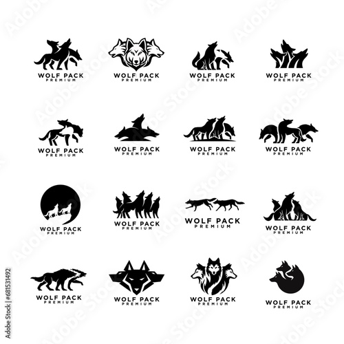 wolf pack logo icon design illustration © Alpha Vector
