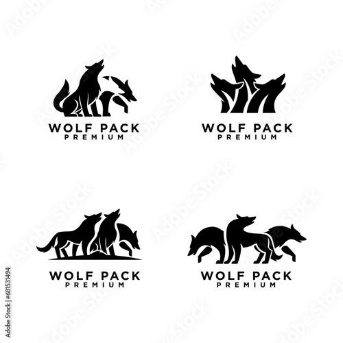 wolf pack logo icon design illustration
