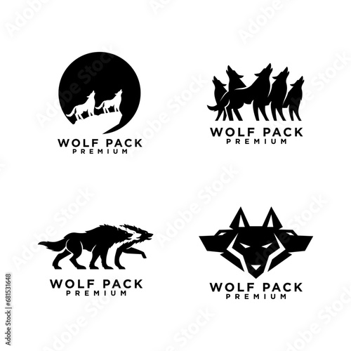 wolf pack logo icon design illustration