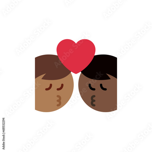  Kiss: Man, Man, Medium-Dark Skin Tone, Dark-Skin Tone