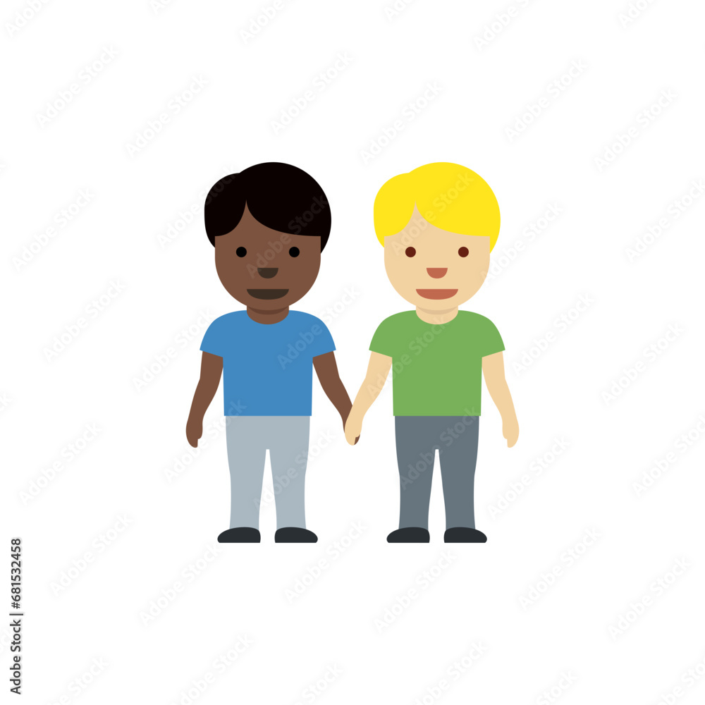 Men Holding Hands: Dark-Skin Tone, Medium-Light Skin Tone