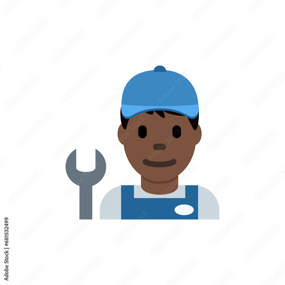 Man Mechanic: Medium-Dark Skin Tone Man Mechanic: Medium-Dark Skin Tone