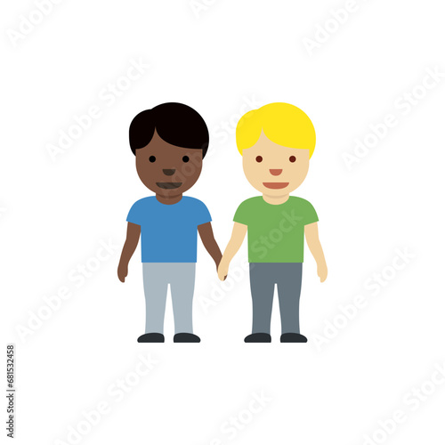 Men Holding Hands: Dark-Skin Tone, Medium-Light Skin Tone