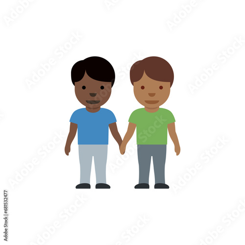 Men Holding Hands: Dark-Skin Tone, Medium-Dark Skin Tone
