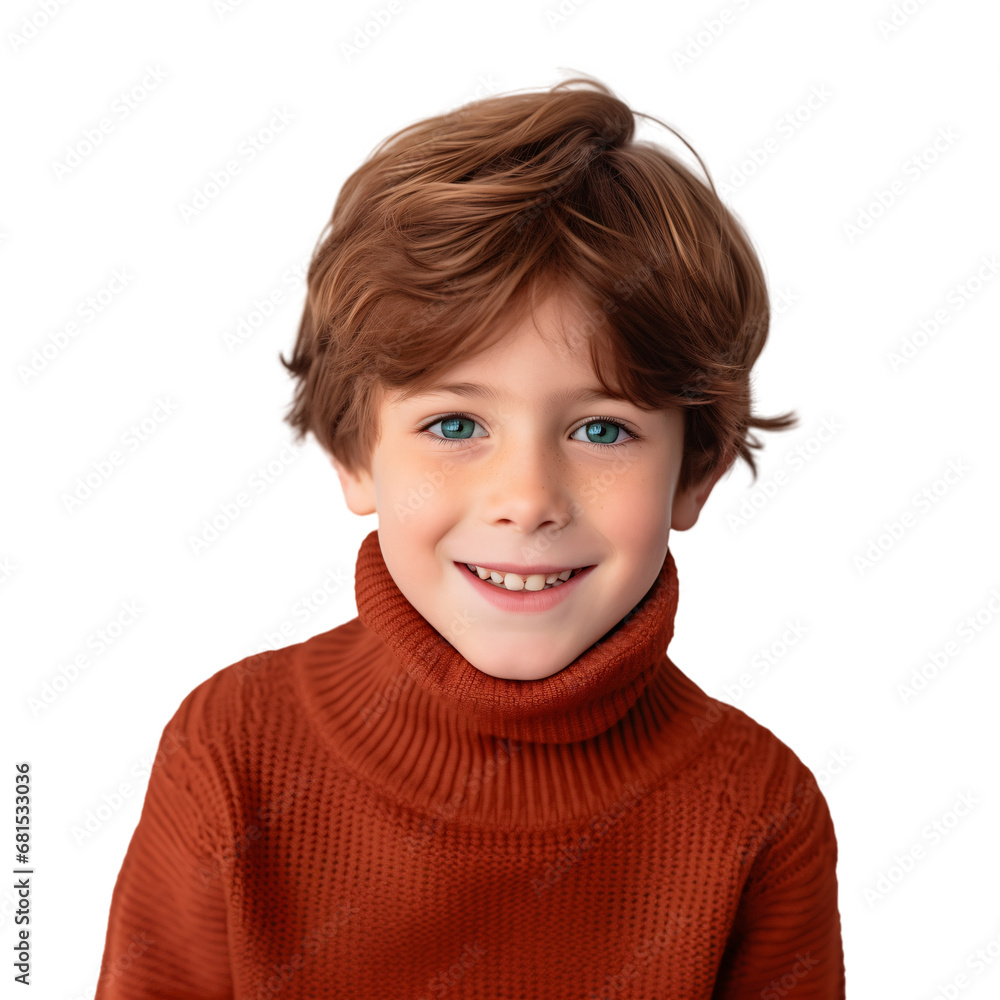 Cute Little Brunette Boy in Cozy Knitted Turtleneck Sweater - Positive and Friendly Vibe. Isolated on Transparent Background. Cute Little Brunette Boy in Cozy Knitted Turtleneck Sweater - Positive and Friendly Vibe. Isolated on Transparent Background.
