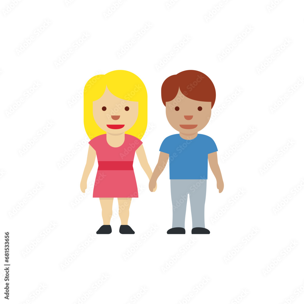 Woman and Man Holding Hands: Medium-Light Skin Tone, Medium-Skin Tone