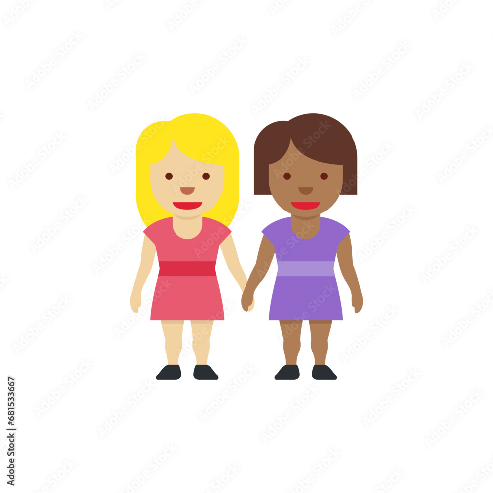 Two Women Holding Hands: Medium-Light Skin Tone, Medium-Dark Skin Tone