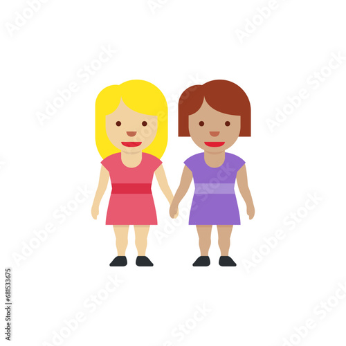 Two Women Holding Hands: Medium-Light Skin Tone, Medium-Skin Tone