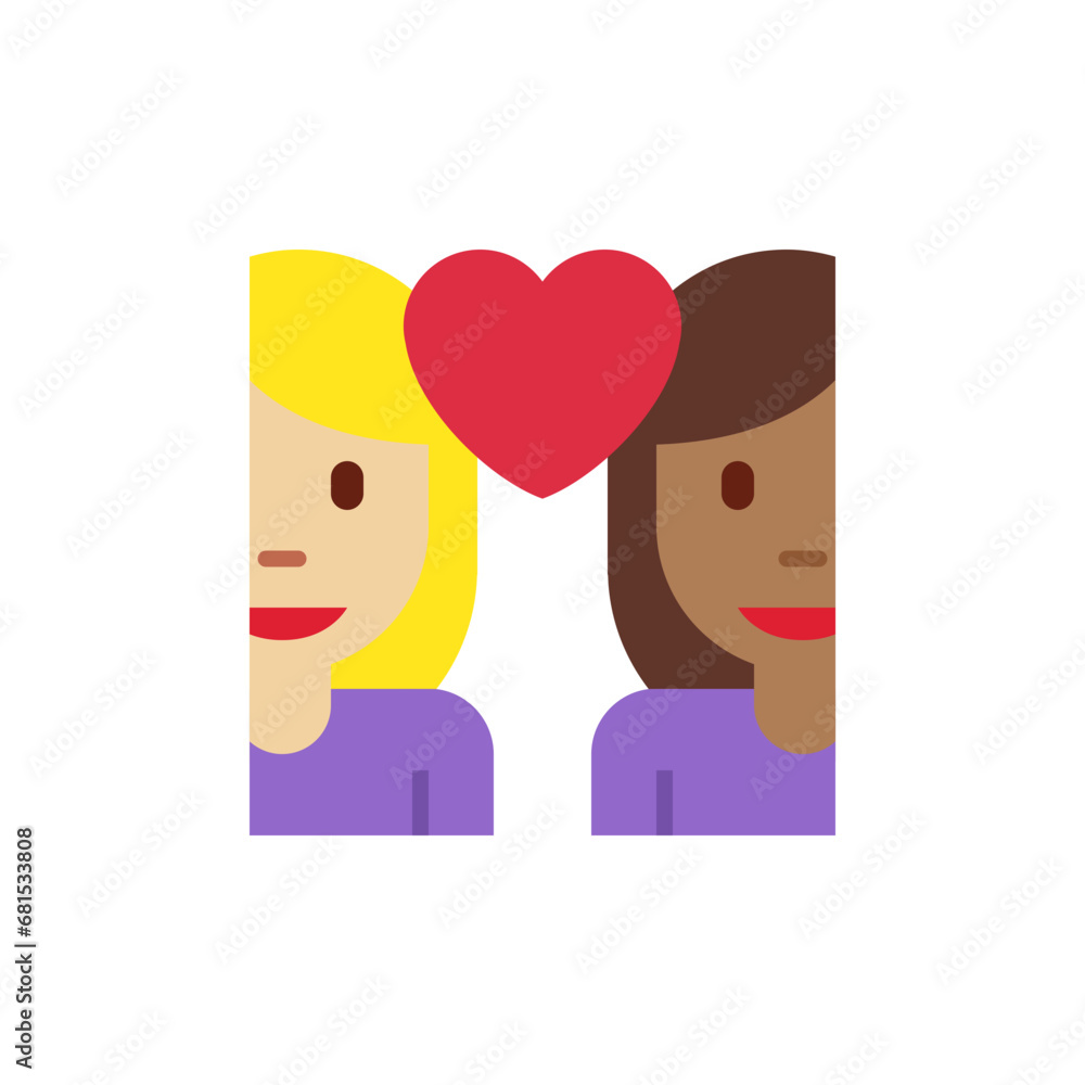 Couple with Heart: Woman, Woman, Medium-Dark Skin Tone, Medium Skin Tone Couple with Heart: Woman, Woman, Medium-Dark Skin Tone, Medium Skin Tone