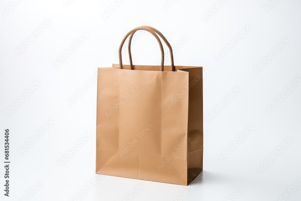 Recycled paper kraft shopping bag isolated on a white background Recycled paper kraft shopping bag isolated on a white background