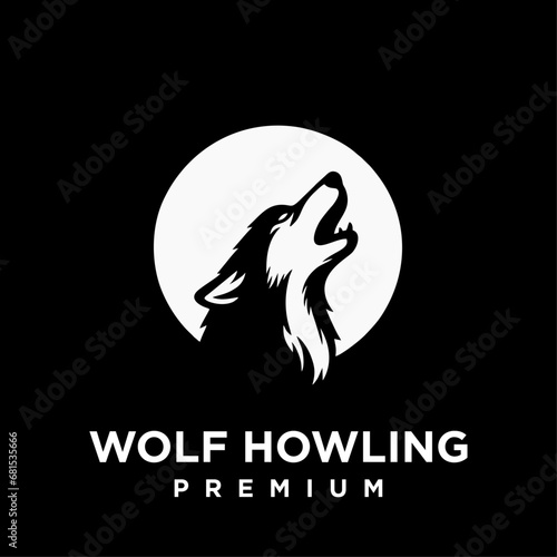 Wolf howling head logo icon design illustration