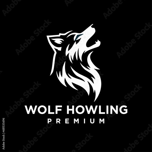 Fototapeta Naklejka Na Ścianę i Meble -  Wolf howling head logo icon design illustration