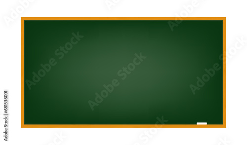 School board. Realistic green board in a wooden frame isolated on a white background. Background for school or restaurant design, menu. Vector illustration