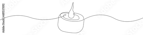 Candle icon line continuous drawing vector. One line Electric safe candle icon vector background. Set of burning candles icon. Continuous outline of Wax, paraffin candle.