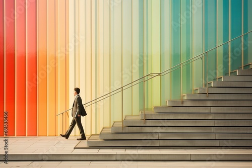 businessman walking on stairs