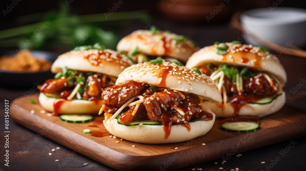Korean Bao Buns with Crispy Sticky Chicken. Korean Bao Buns with Crispy Sticky Chicken.