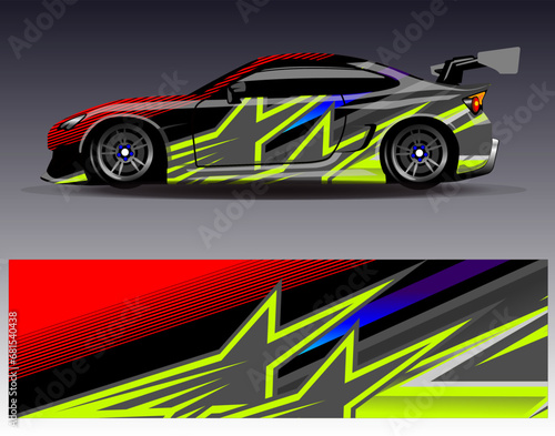 Car wrap design vector.Graphic abstract stripe racing background designs for vehicle, rally, race, adventure and car racing livery