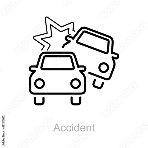 Accident and car icon concept 
