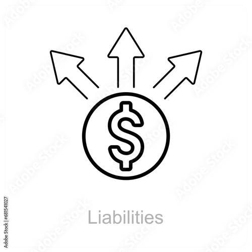 Liabilities and money icon concept 