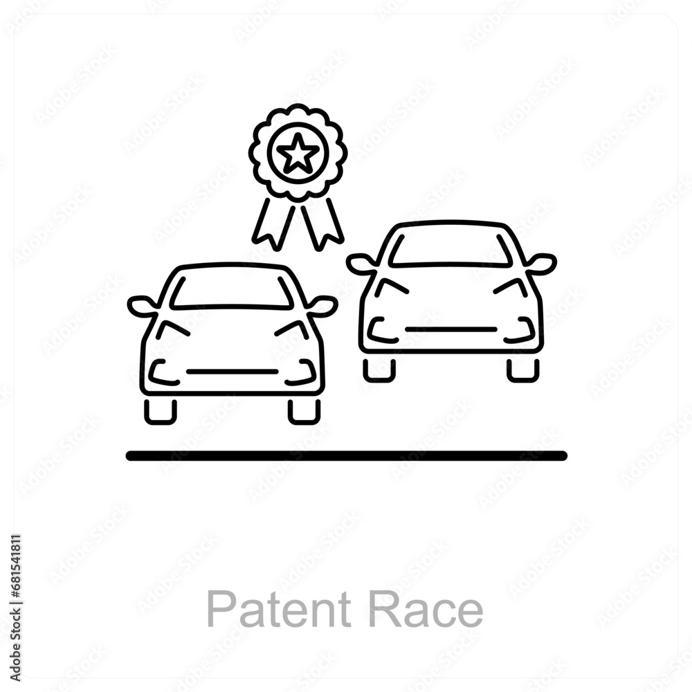 Patent Race and car icon concept 