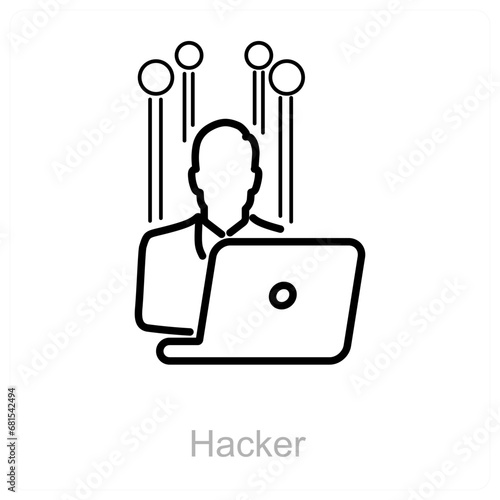 Hacker and hack icon concept 