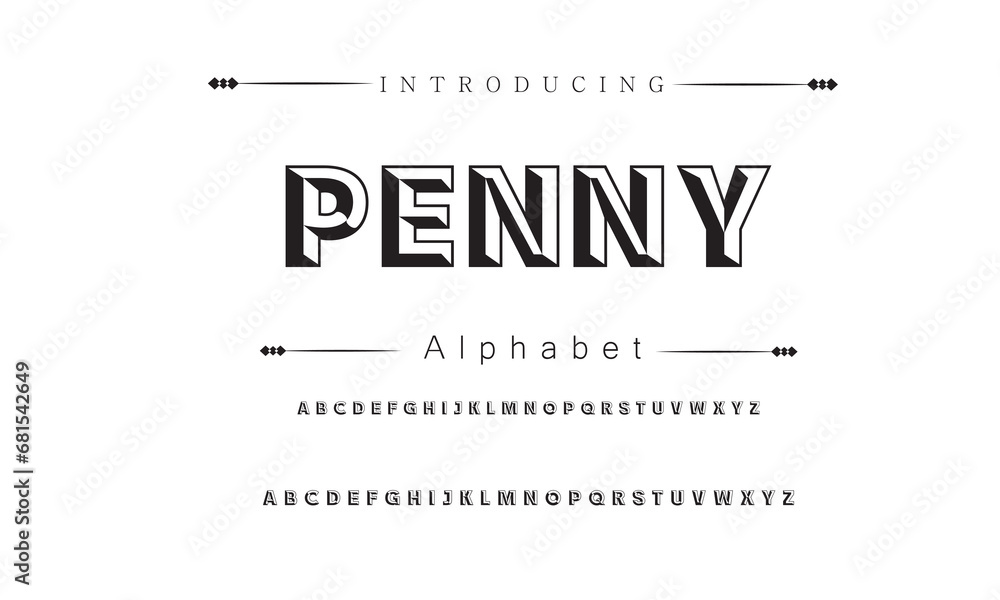 Penny Vintage decorative font. Lettering design in retro style with label. Perfect for alcohol labels, logos, shops and many other.