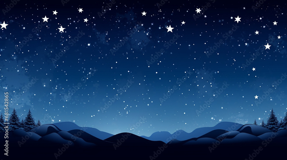 christmas night landscape with stars ,  Night sky graphic resources star on snow effect background