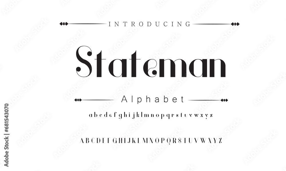 Stateman Vintage decorative font. Lettering design in retro style with label. Perfect for alcohol labels, logos, shops and many other.