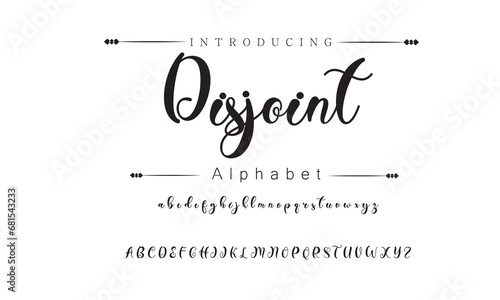 Disjoint Vintage decorative font. Lettering design in retro style with label. Perfect for alcohol labels, logos, shops and many other.