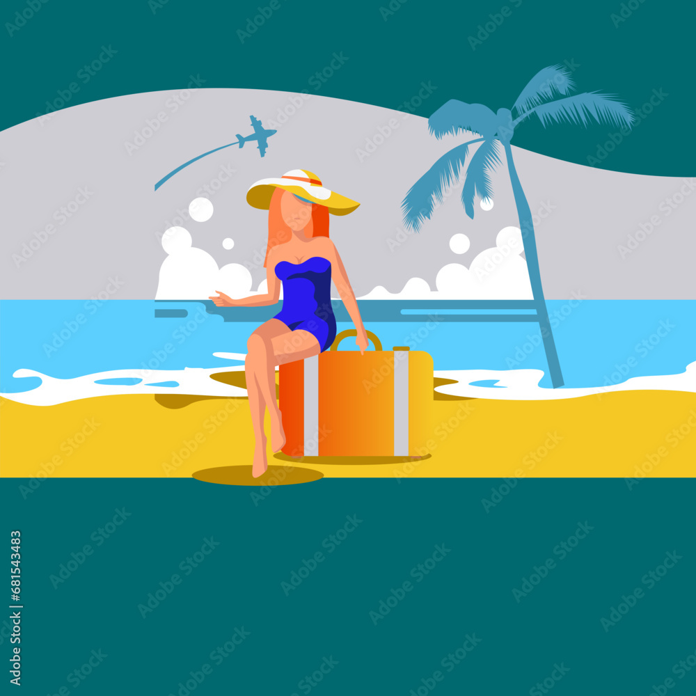 person on the beach Vector creative illustration of business graphics, showcasing the innovative and dynamic aspects of the project
