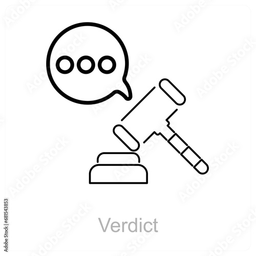 Verdict and court icon concept