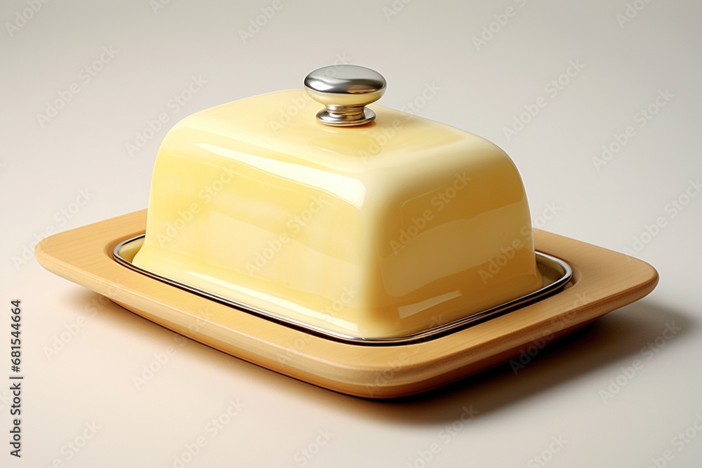 white ceramic butter dish, isolate on a white background white ceramic butter dish, isolate on a white background