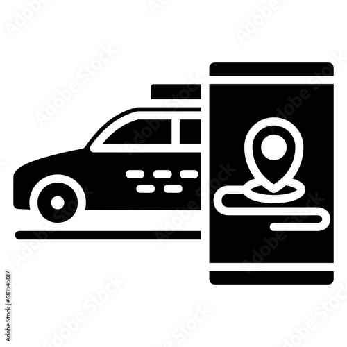 Car  glyph icon, related to transportation, ride sharing theme.
